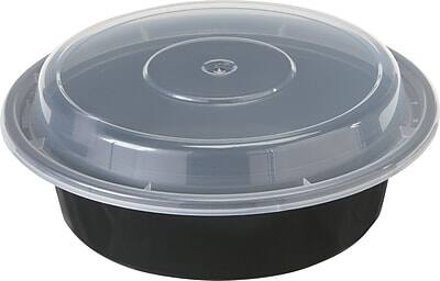 Alt View 1. Pactiv - PACTIV REGIONAL MIX CNTR Round Containers, 16 Oz., 150 Containers & Lids per Carton - Black/Clear.