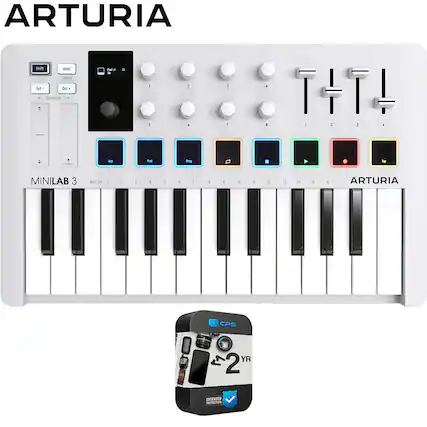 ARTURIA Shift Hold Chord Oct DET + Transpose + PAE.1 - . 1 ! i 4 I 1 1 T4TL - 1 i + -g Pat Prog MINILAB 3 MIDH CH 1 1 1 4 1 4 1 I 1 10 1 12 11 DE N ARTURIA CPS YR 2 EXTENDES PROTECTION