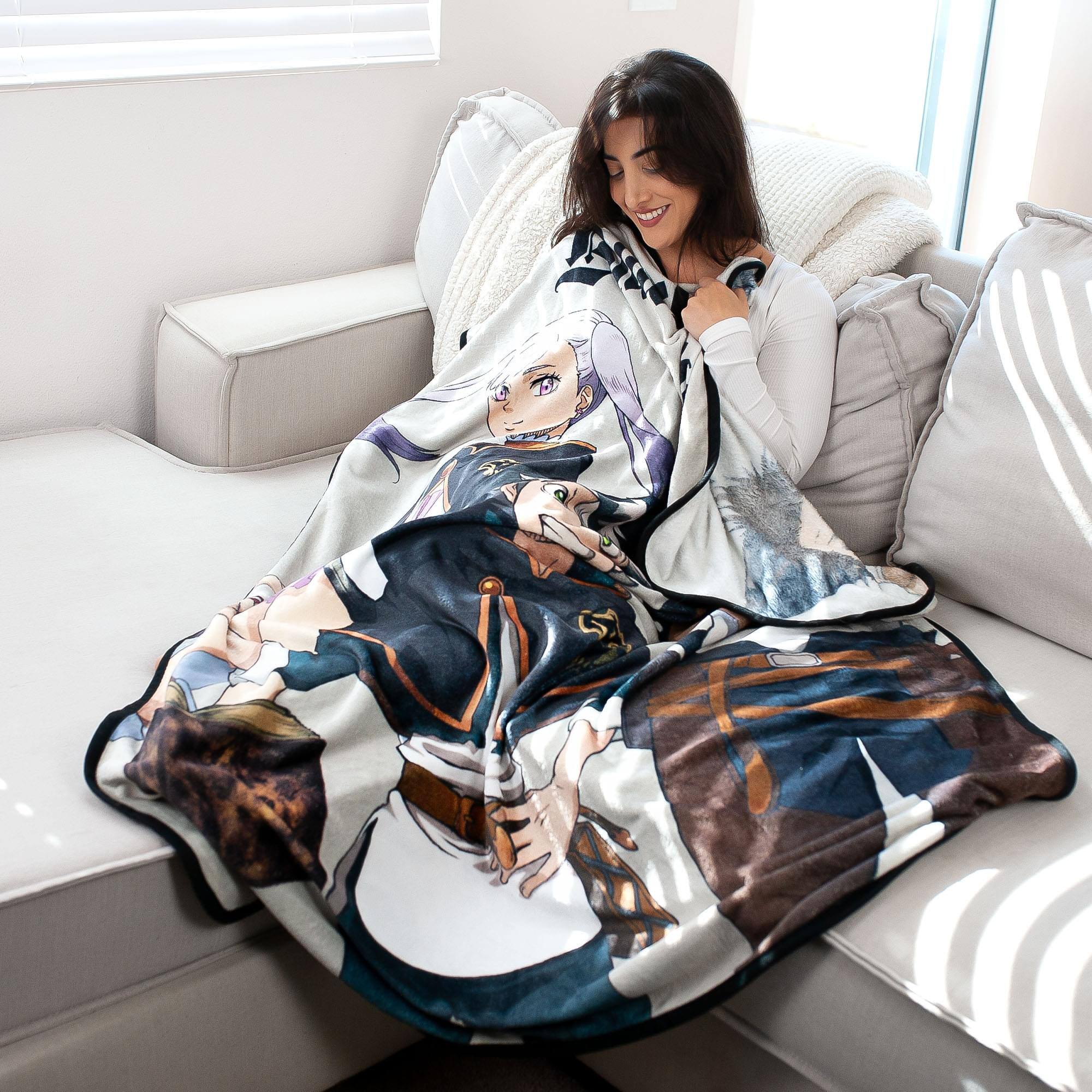 Alt View 3. Just Funky - Black Clover Fleece Throw Blanket | 45 x 60 Inches - Grey.