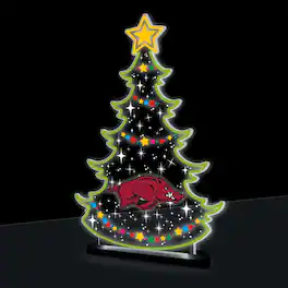 Evergreen Enterprises - Arkansas Razorbacks 10" LED Tabletop Christmas Tree Desklite Sign - Green