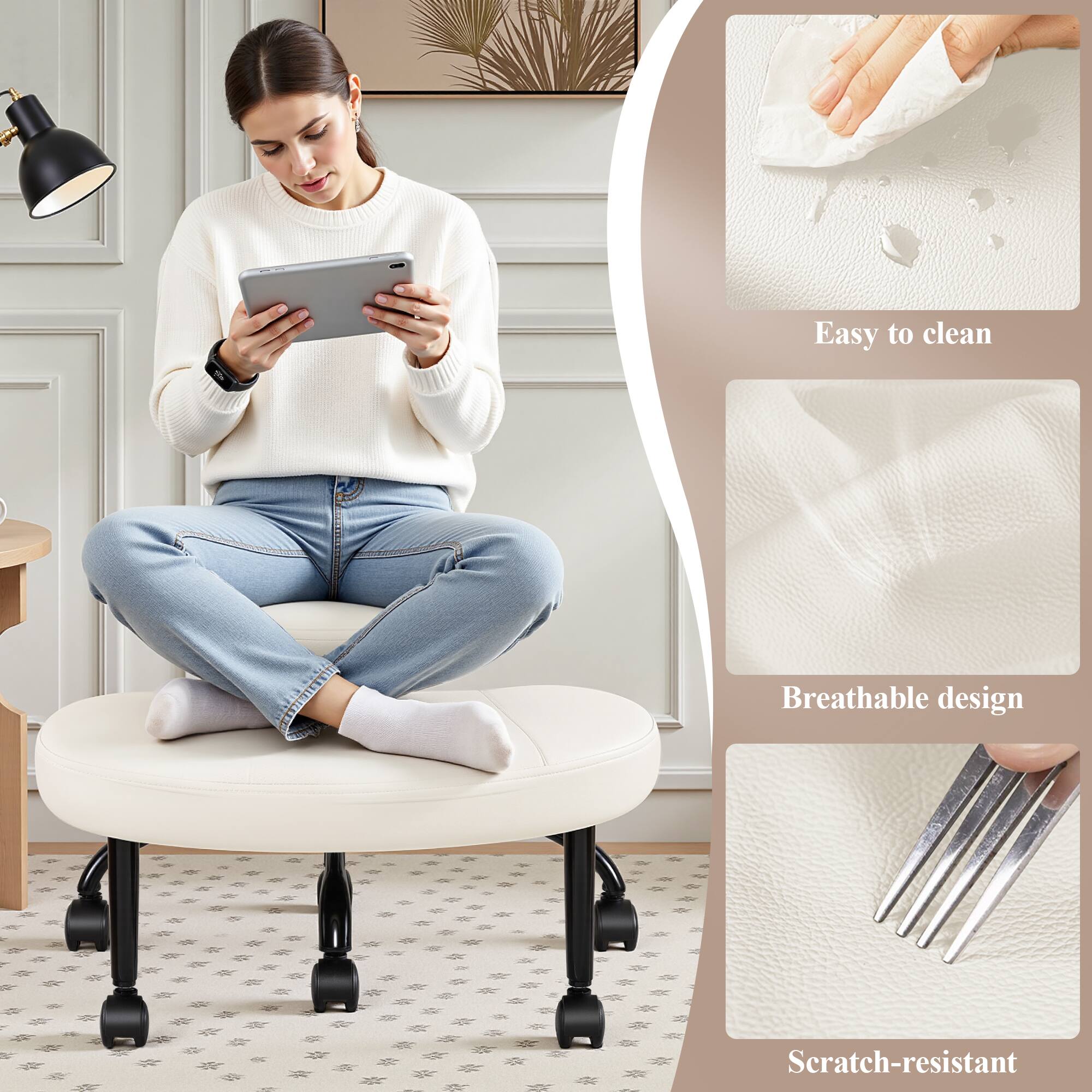 Easy to clean  
Breathable design  
Scratch-resistant