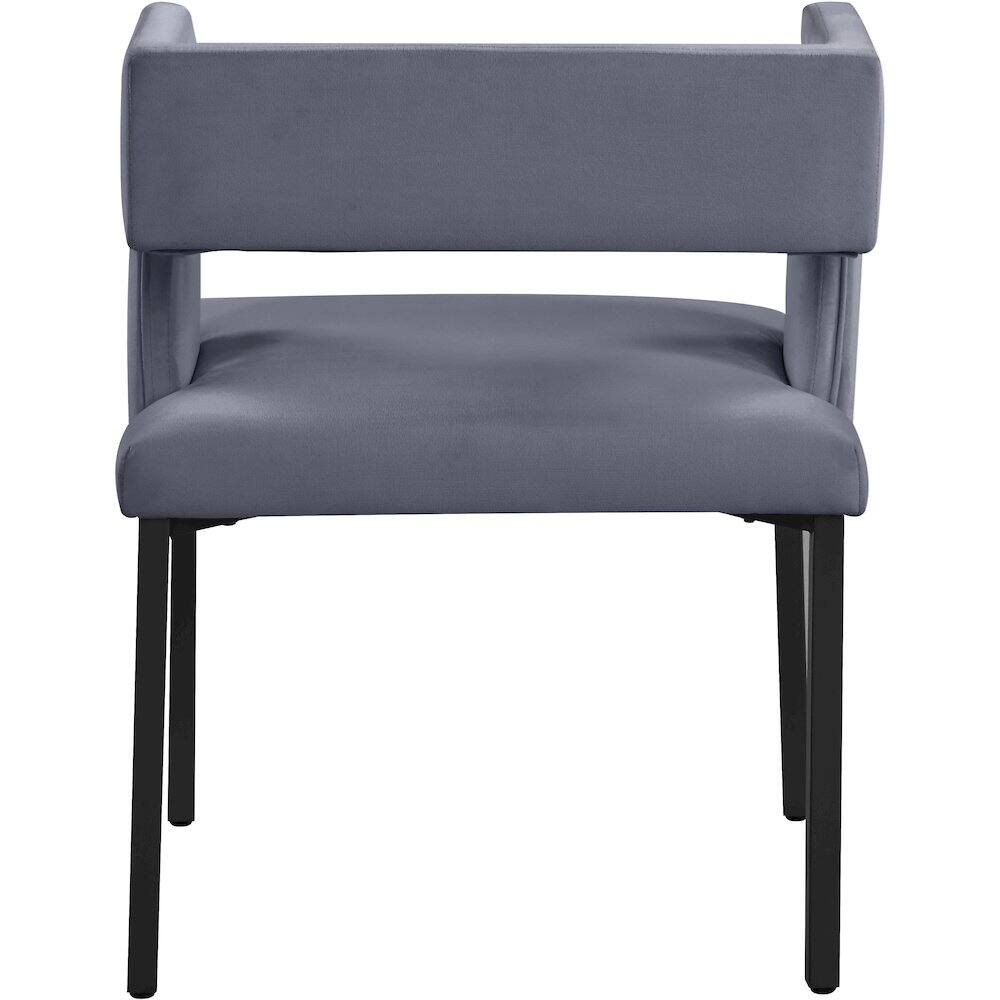 Alt View 1. Meridian Furniture - Caleb Grey Velvet Dining Chair, Set of 2 - Grey.