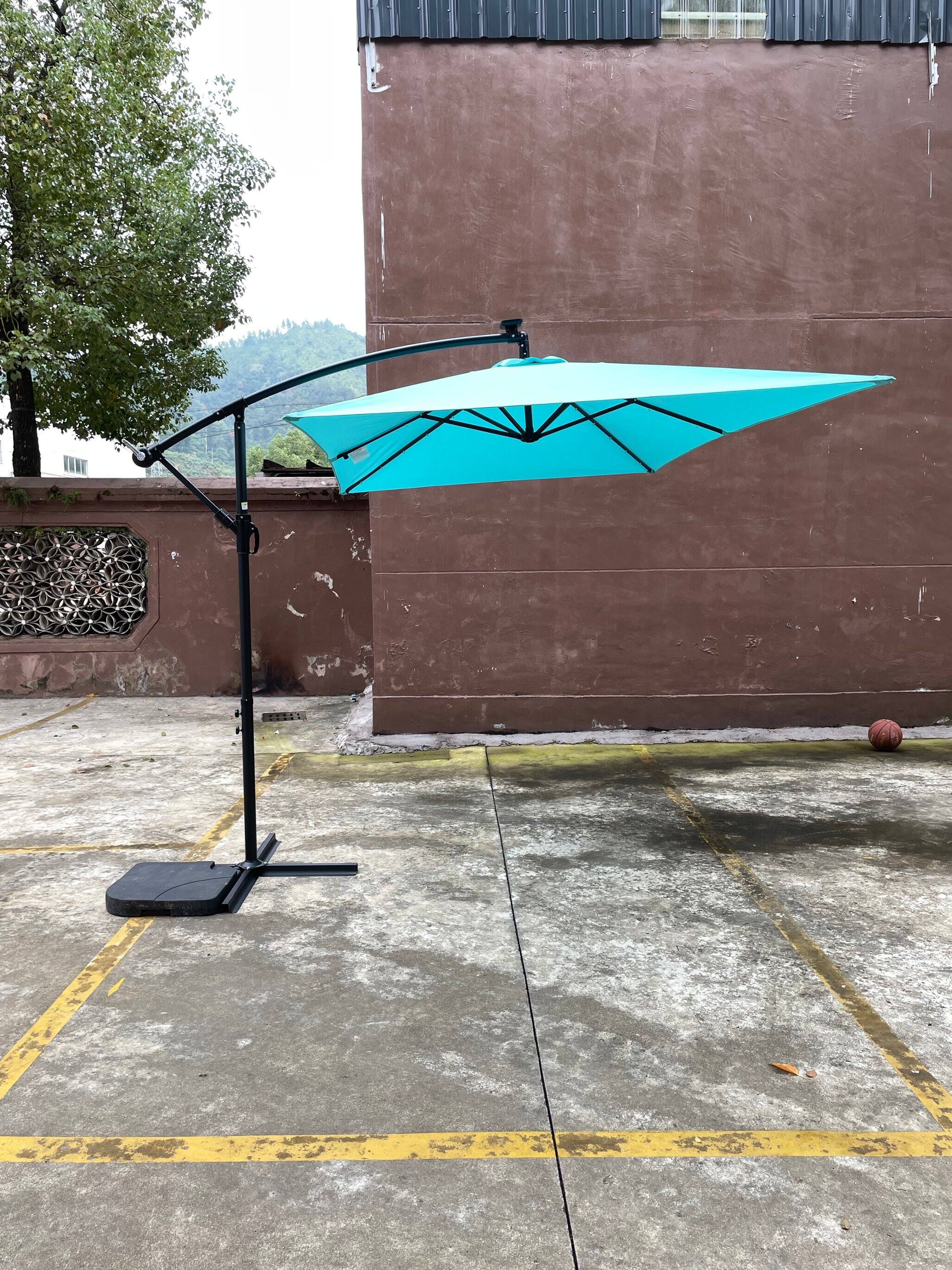 Alt View 6. Loheer - Loheer Rectangle Solar Powered LED Lighted Patio Umbrella Waterproof Market Sun Shade with Crank and Cross Base for Pool.