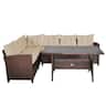 Costway - 3PCS Rattan Dining Set Patio Furniture 6 Seats Sofa Cushioned - as pic