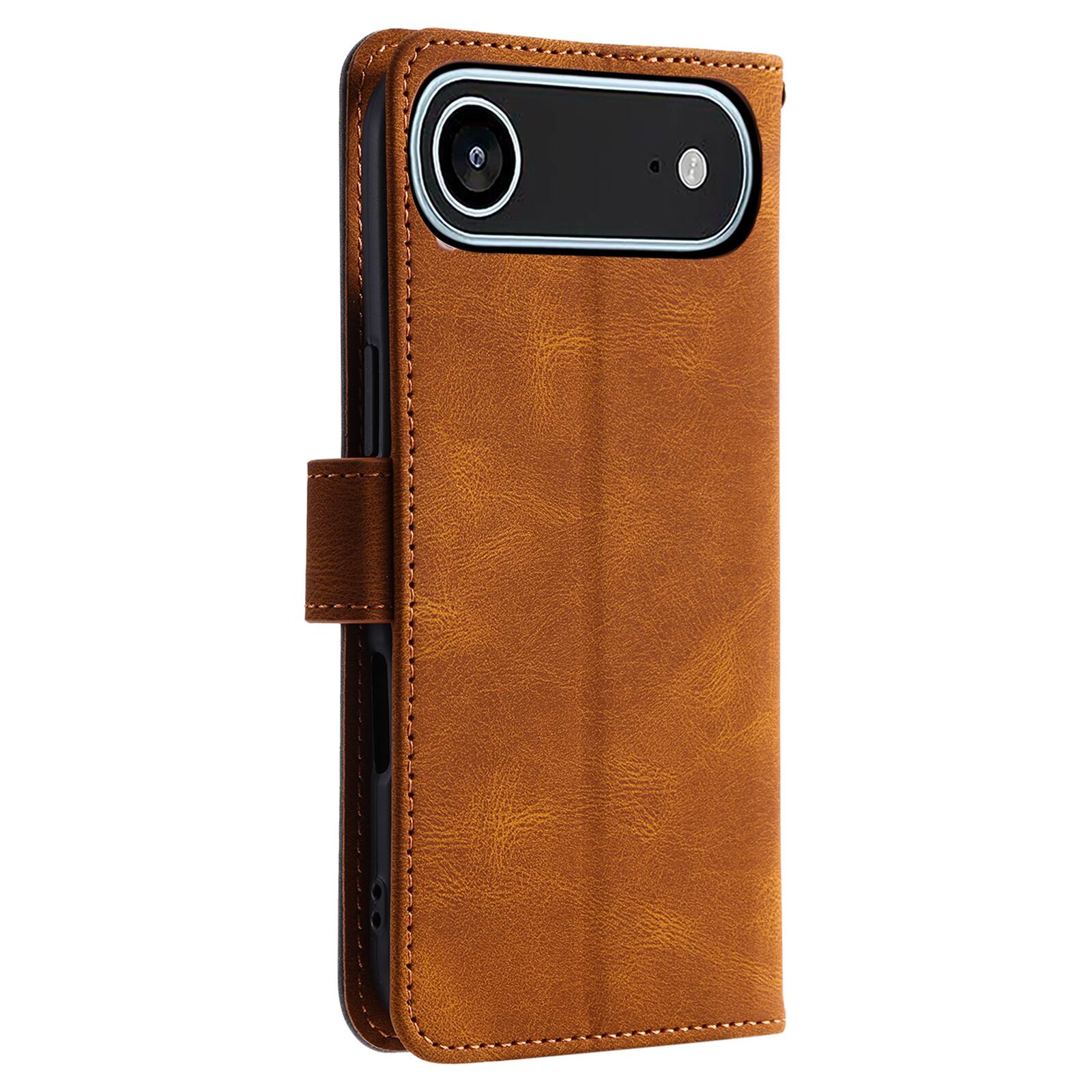 Left. Dteck - Wallet Case for Apple iPhone Air 2025,Vintage PU Leather Flip Card Holder Kickstand Magnetic Closure Phone Cover - Brown.