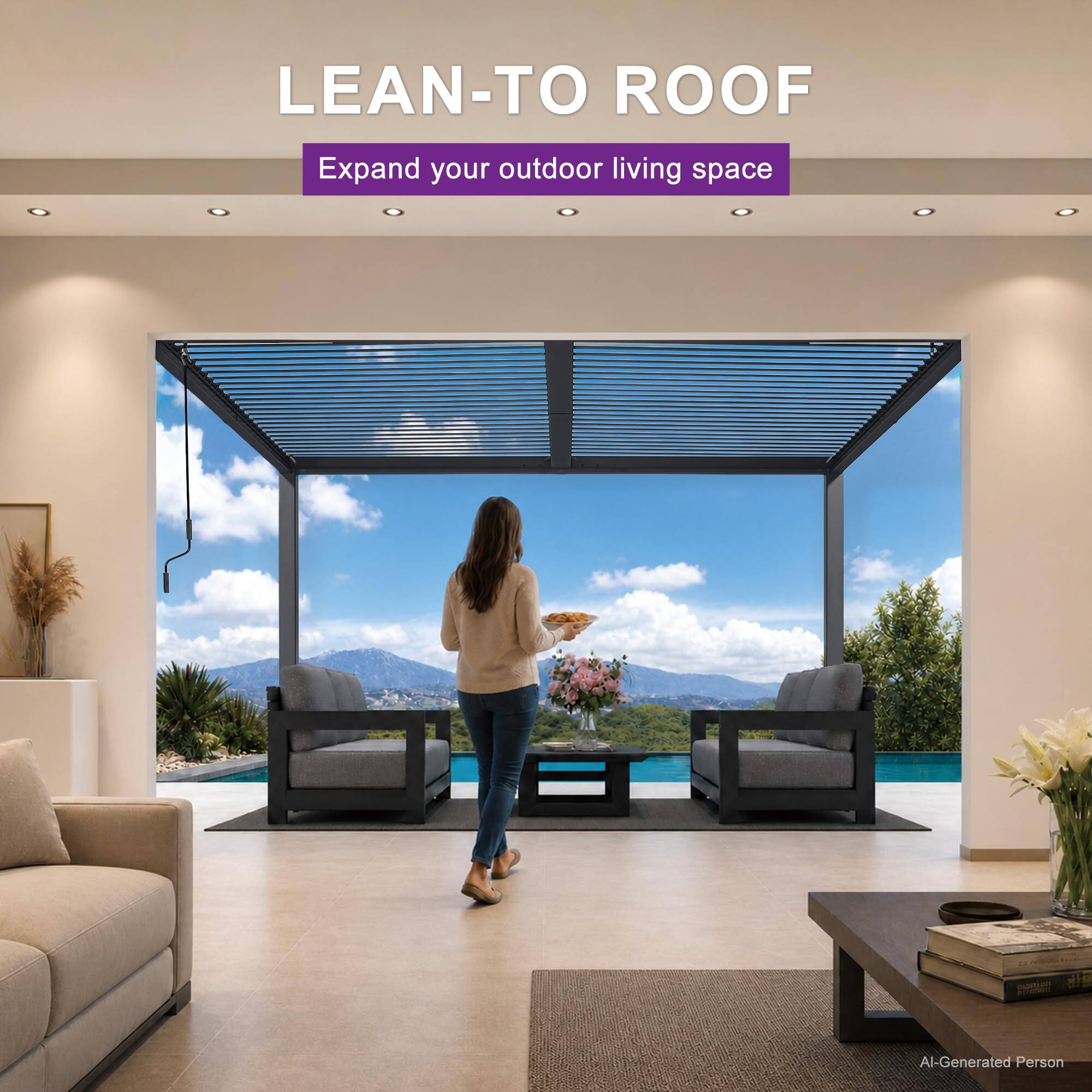 LEAN-TO ROOF  
Expand your outdoor living space  

AI-Generated Person