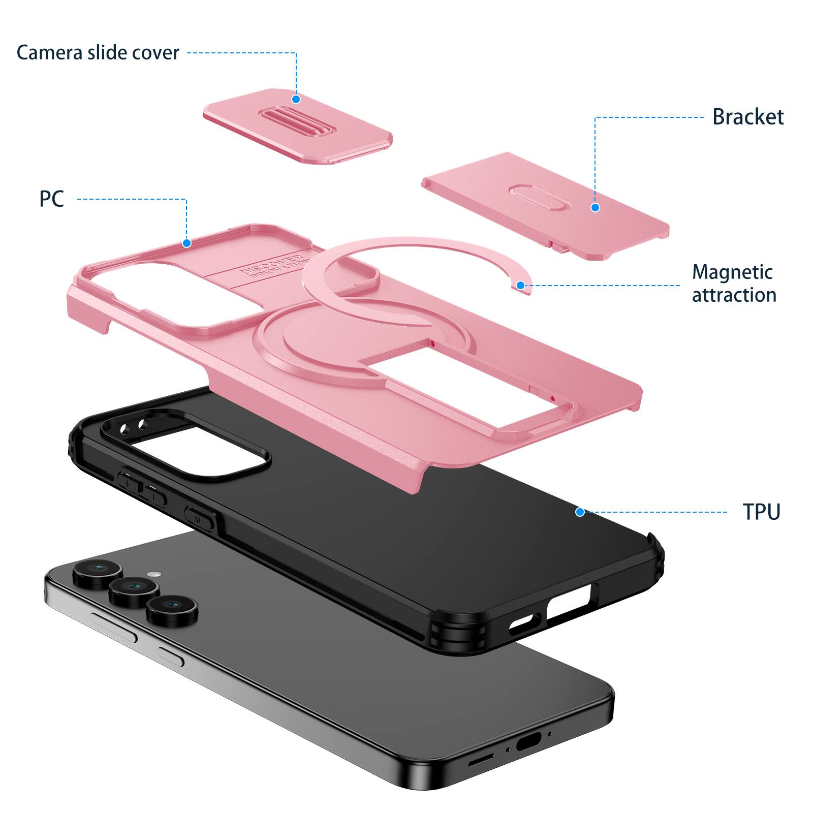 Camera slide cover  
Bracket  
PC  
Magnetic attraction  
TPU