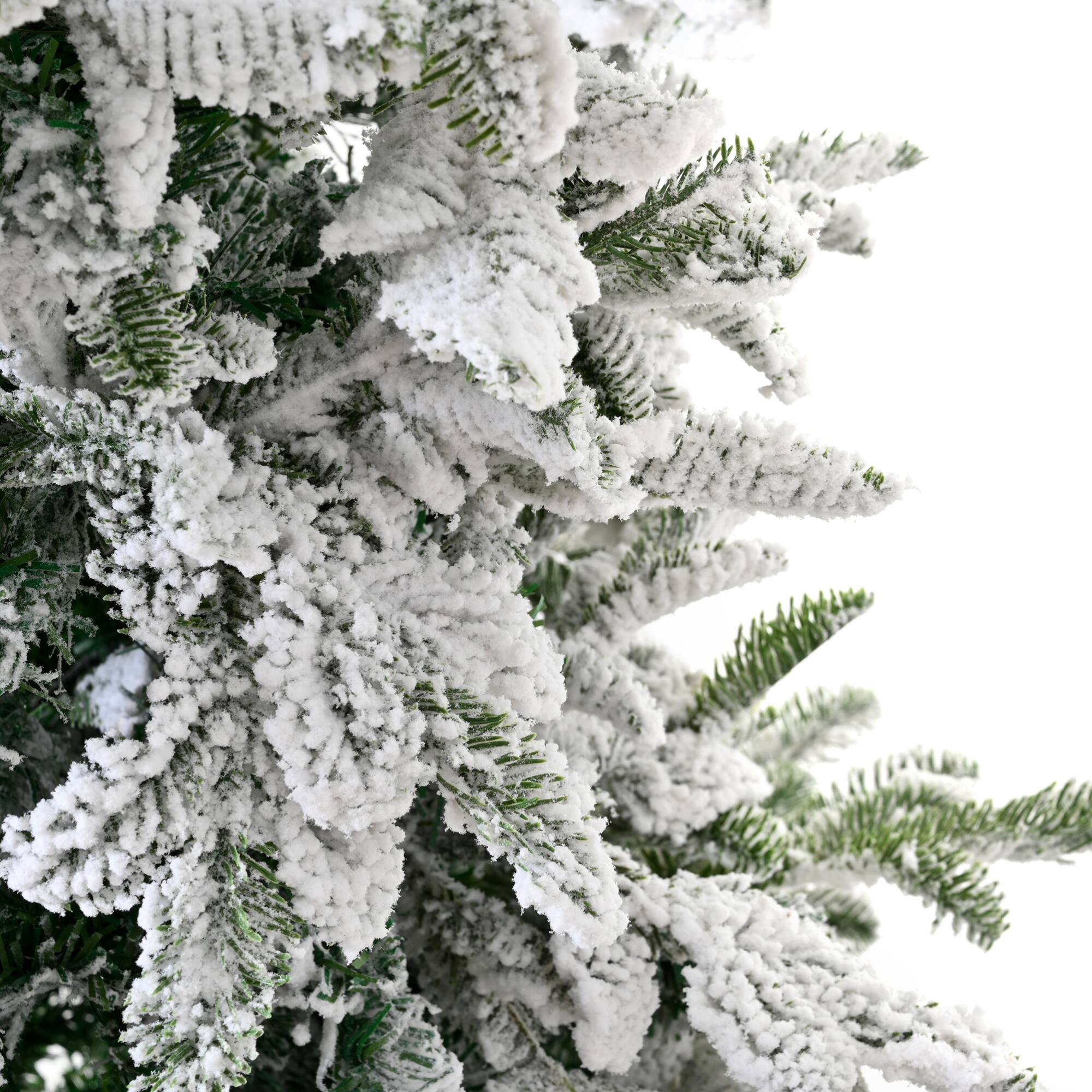 Alt View 2. ELEMENT ACE - 7-Foot Snow Flocked Artificial Christmas Tree with Realistic PE and PVC Mixed Branch Tips - White.