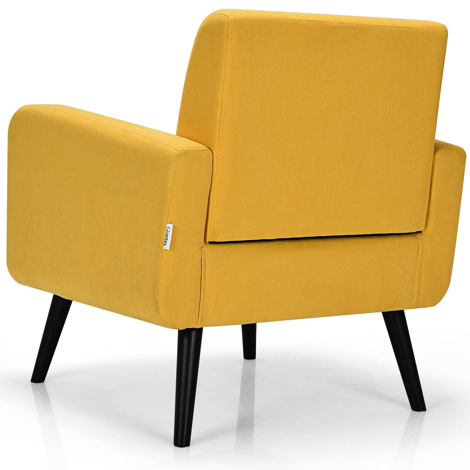 Alt View 19. Costway - Mid-Century Accent Chair with Rubber Wood Legs - Yellow.