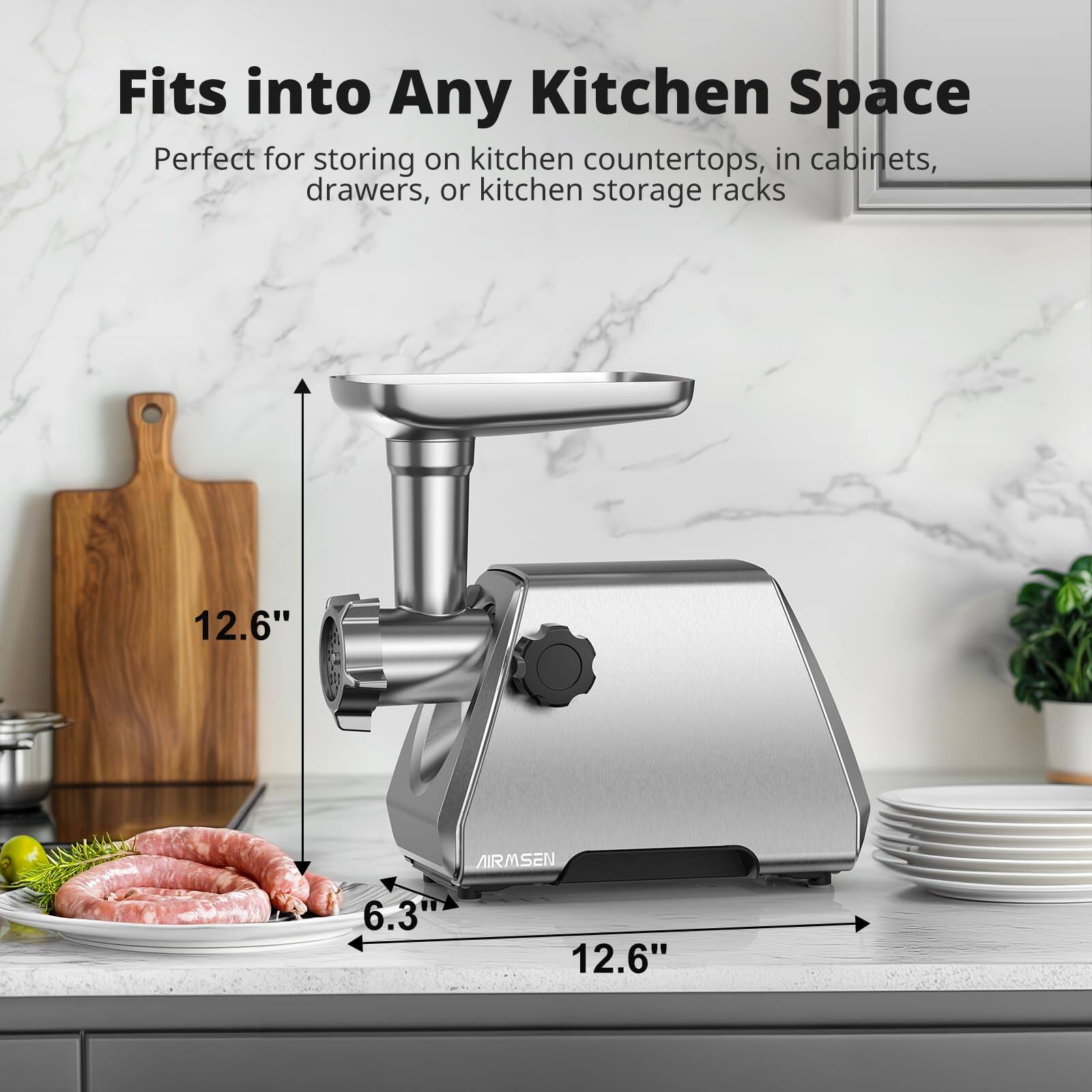 Fits into Any Kitchen Space  
Perfect for storing on kitchen countertops, in cabinets, drawers, or kitchen storage racks  

12.6"  
6.3"  
12.6"