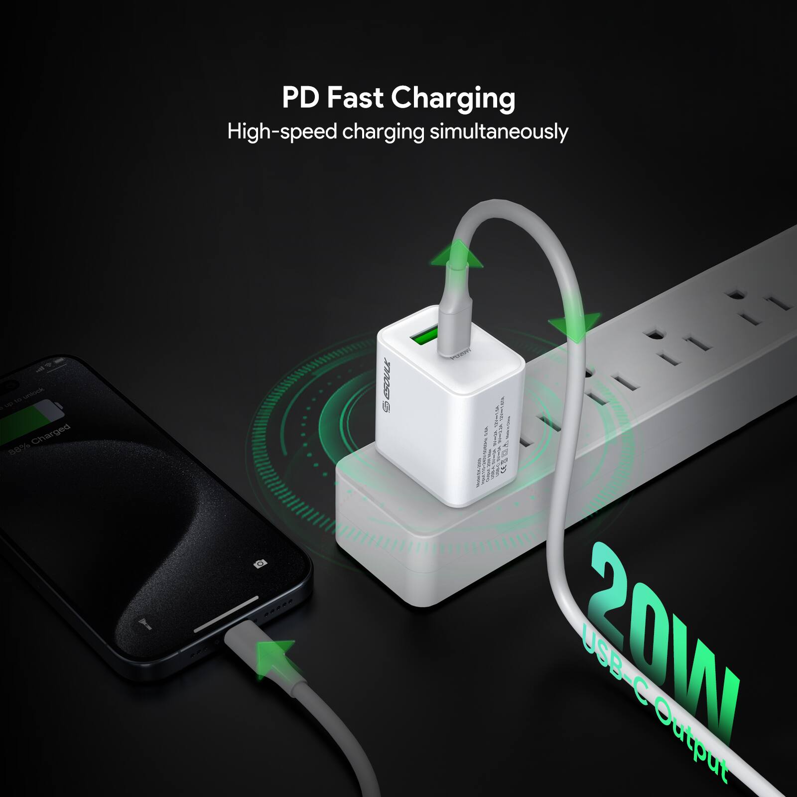 PD Fast Charging  
High-speed charging simultaneously  
Charged 80%  
SAK  
SAVL 2  
USB-C Output
