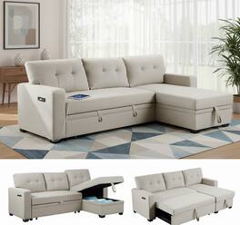 Tiramisubest - Convertible Sofa Bed Couches for Living Room, Sleeper Sofa with Pull Out Couch Bed (Beige) - Beige