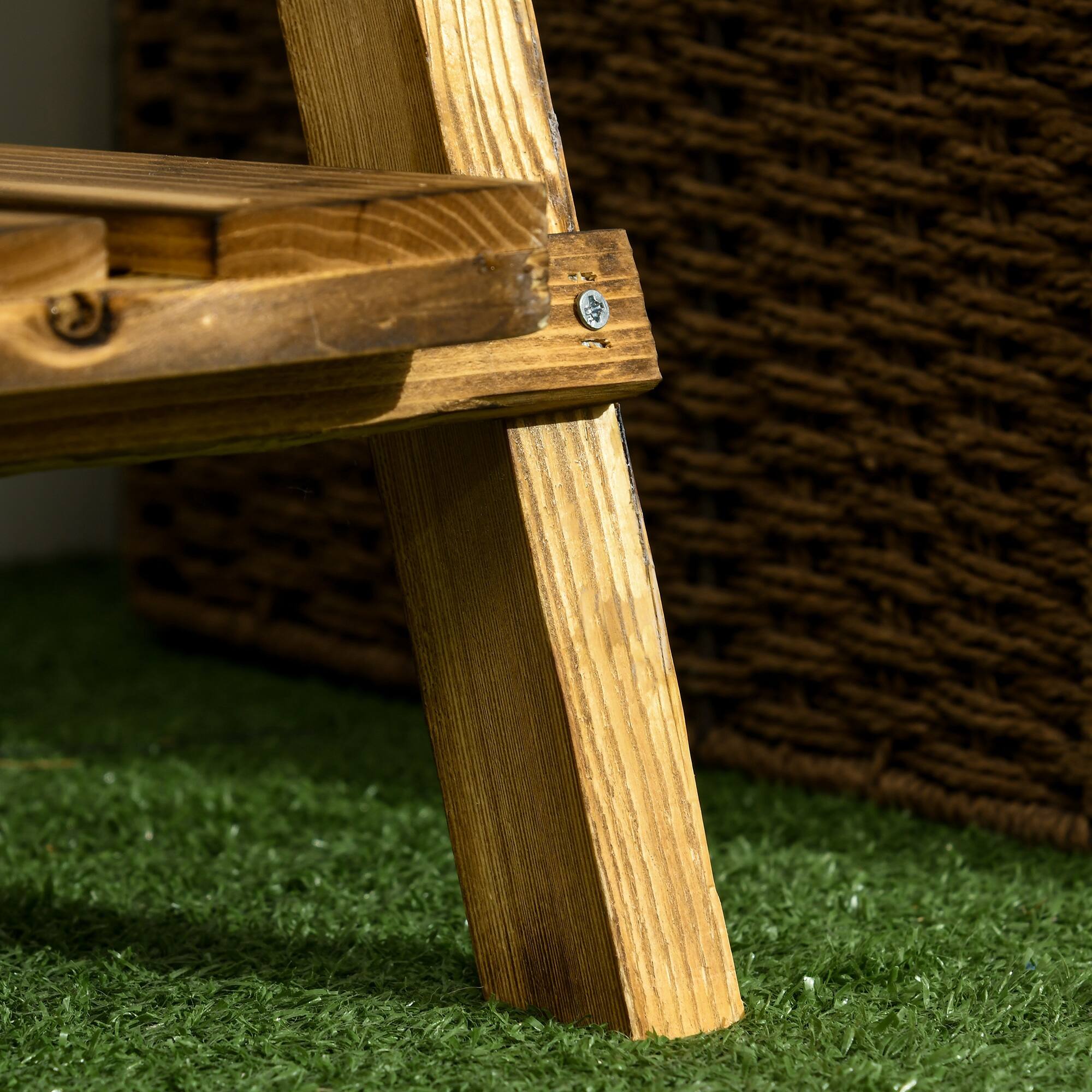 Alt View 7. Outsunny - Wooden Plant Stand - Natural Wood.