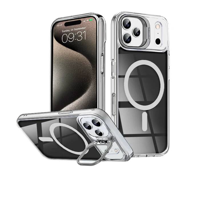 Entronix - Magnetic Case for iPhone 17 Pro Max - Glossy Finish with Built-In Stand - Black