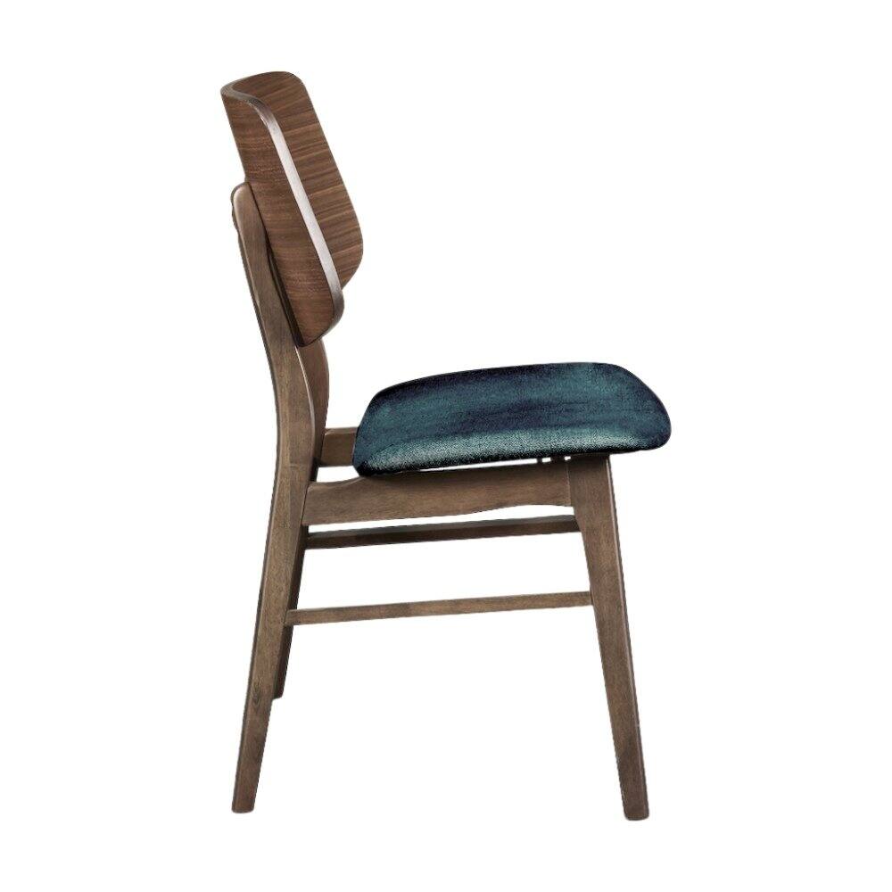 Angle. FurniFact - Wood Dining Chair Set of 2 Mid-Century Walnut Teal - Teal.