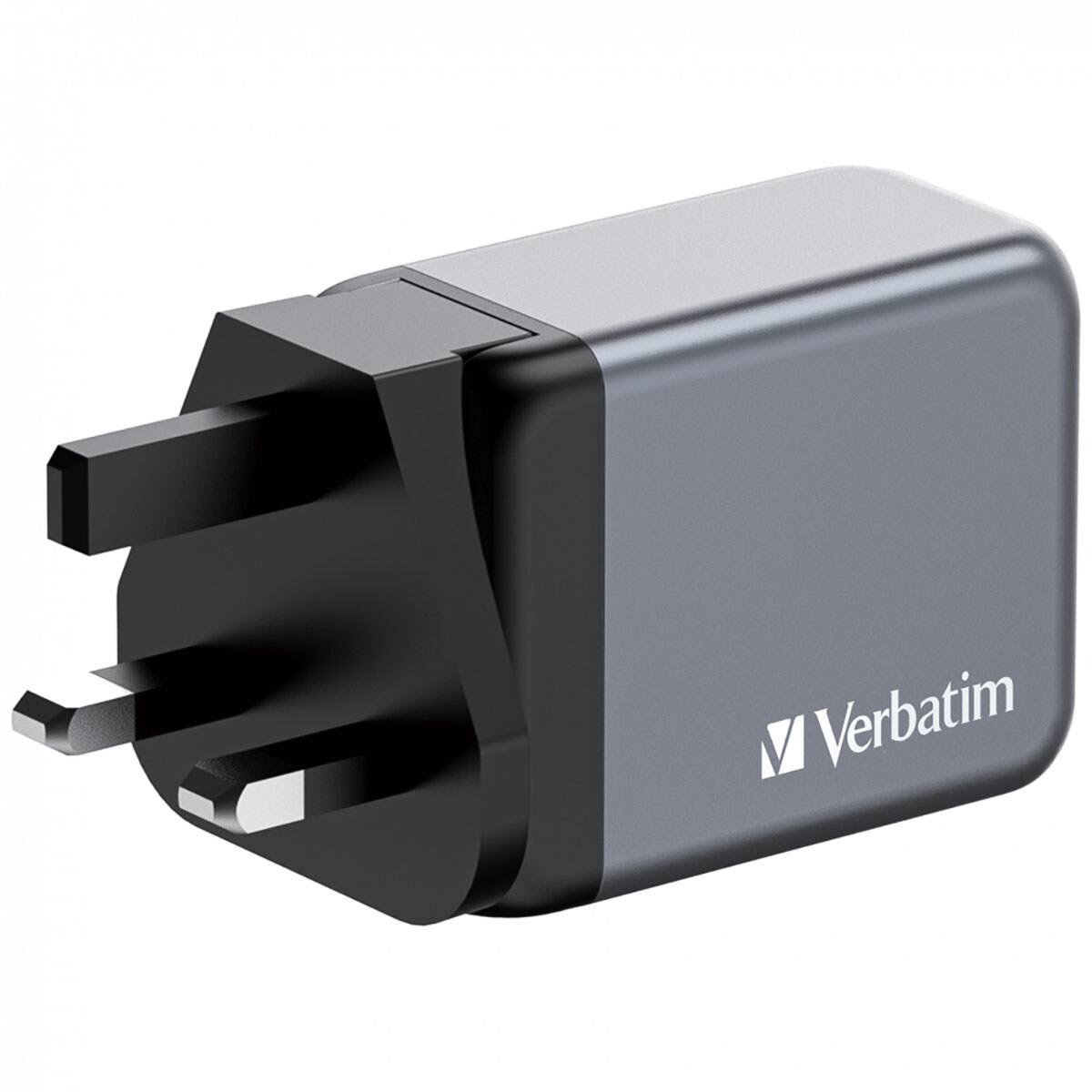 Alt View 3. Verbatim - Verbatim 65W 3-Port GaN Wall Charger - Black/Gray.