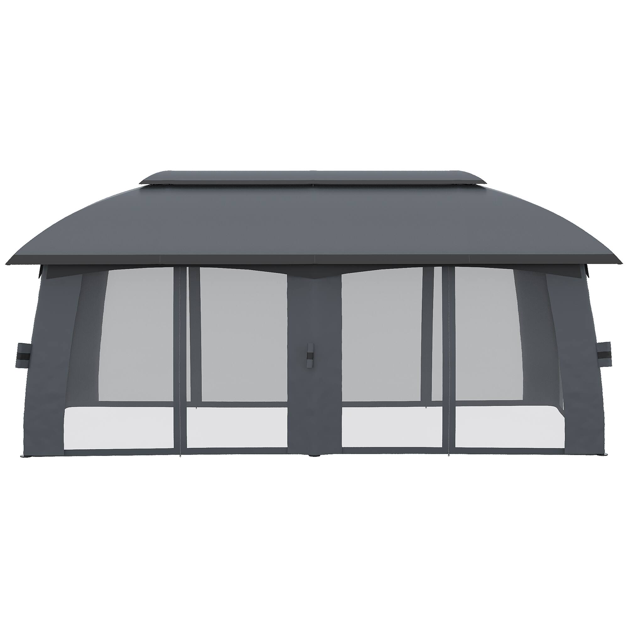 Alt View 7. Outsunny - Patio Gazebo, Outdoor Gazebo Canopy Shelter with Netting, Vented Roof, Steel Frame for Garden, Lawn - Dark Gray.