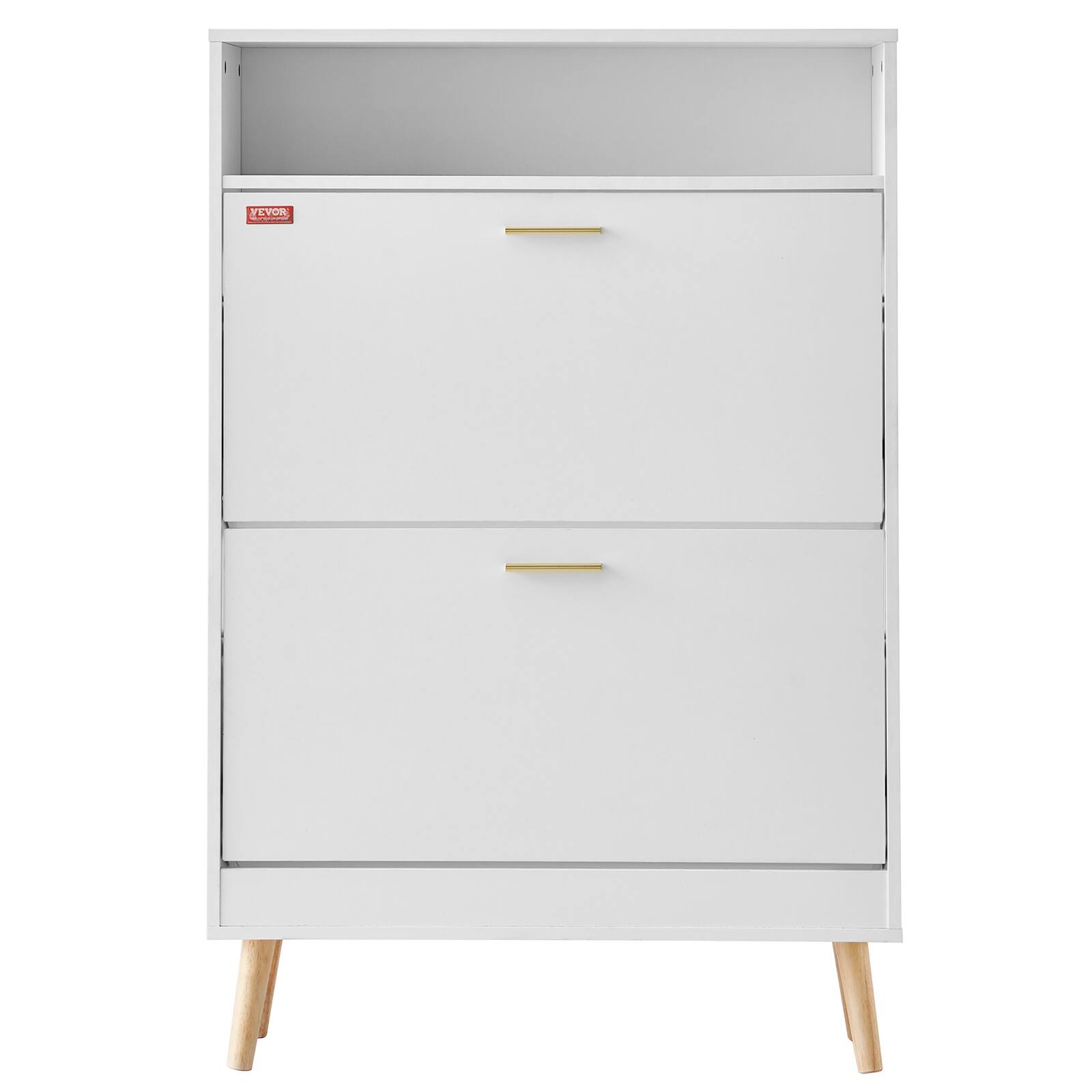 Alt View 5. VEVOR - Shoe Cabinet with 2 Flip Drawers, Shoe Storage Cabinet for Entryway, Free Standing Shoe Storage Organizer - White.