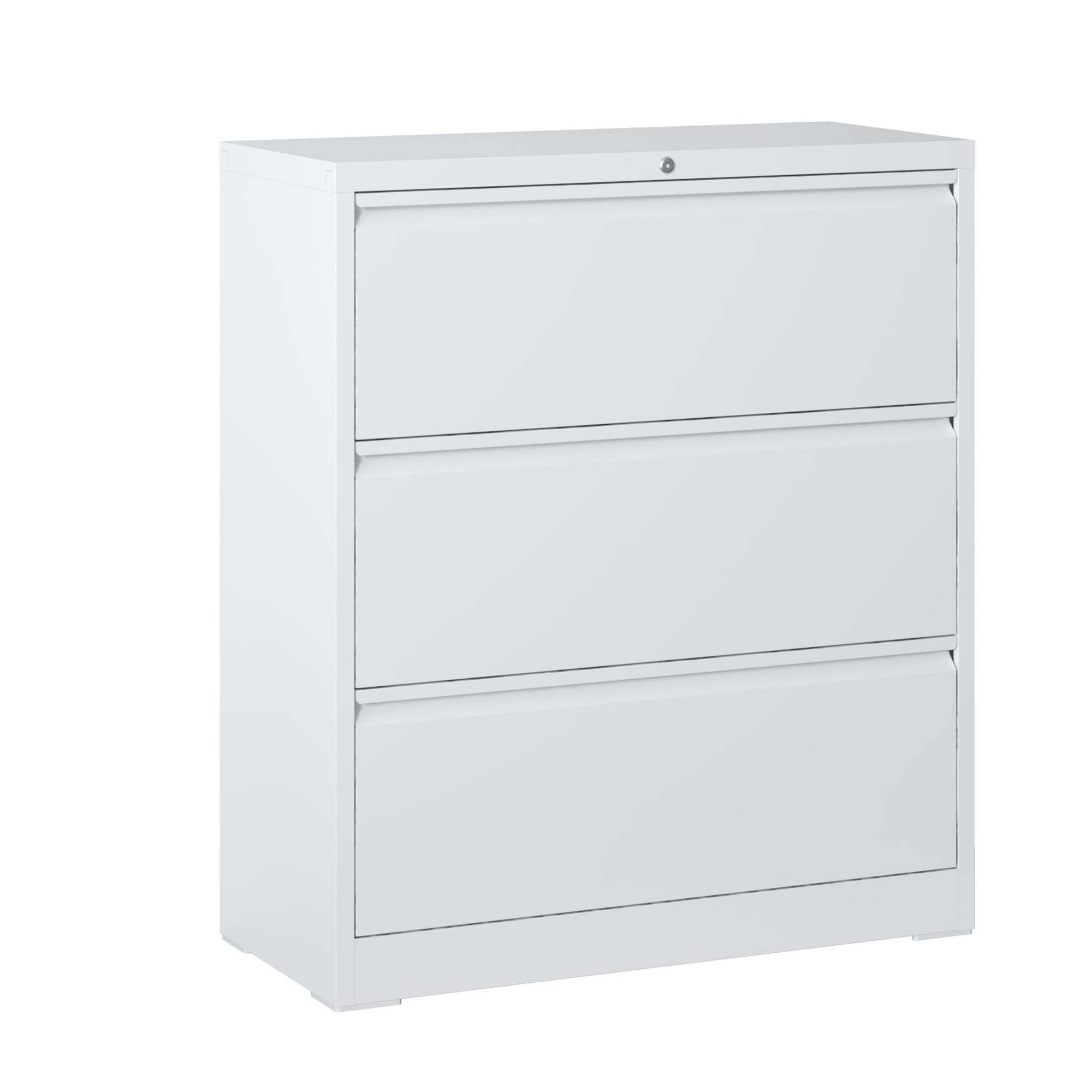Front. Dexmalle - Dexmalle-Lateral File Cabinet 3 Drawer with Lock-White.