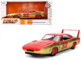 1969 Dodge Charger Daytona #33 Red and Gold Metallic with Graphics "Bigtime Muscle" Series 1/24 Model Car by Jada