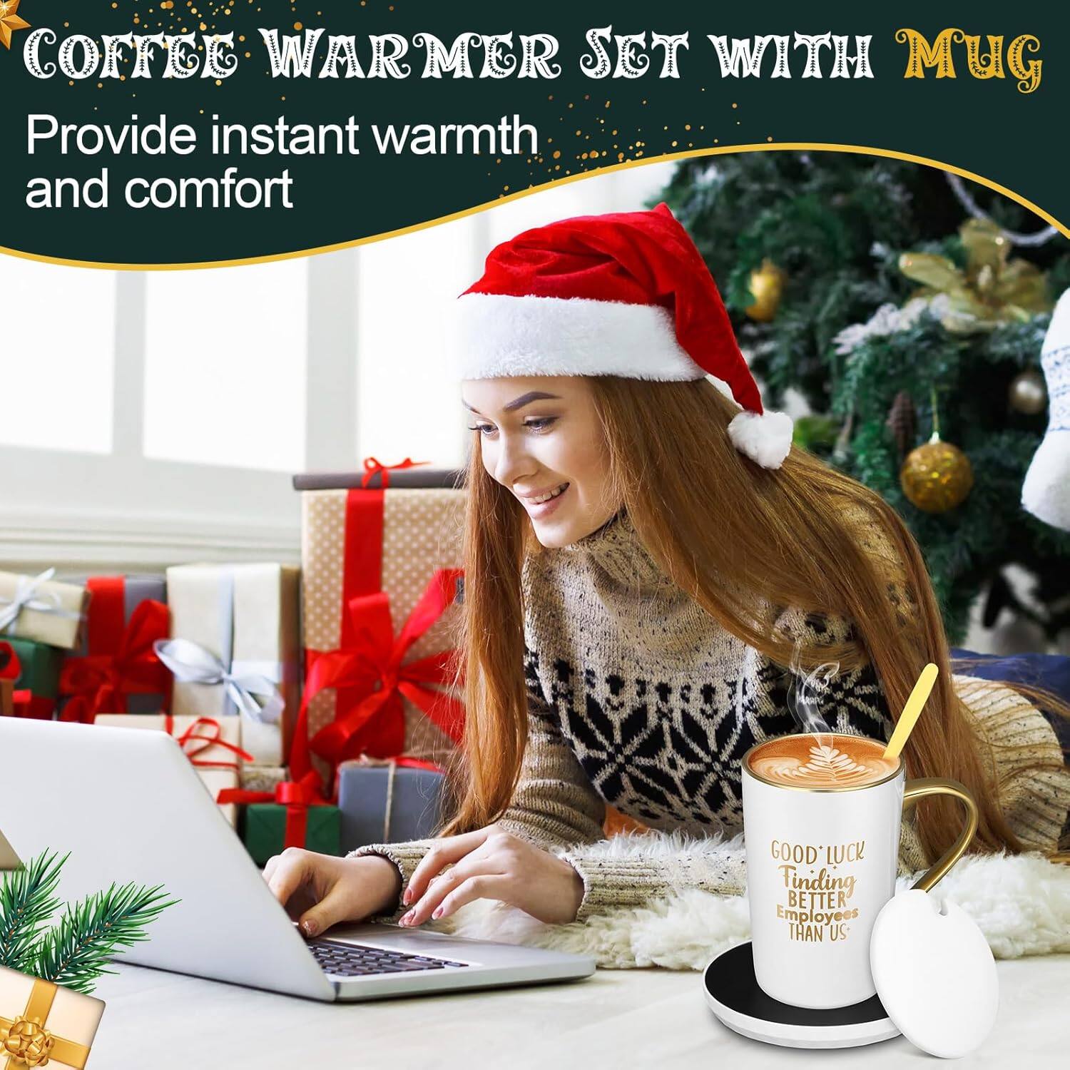 COFFEE WARMER SET WITH MUG  
Provide instant warmth and comfort  

GOOD LUCK  
Finding  
BETTER Employees  
THAN US