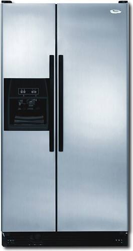 Front Standard. Whirlpool - 25.3 Cu. Ft. Side-by-Side Refrigerator with Thru-the-Door Ice and Water - Stainless-Steel.