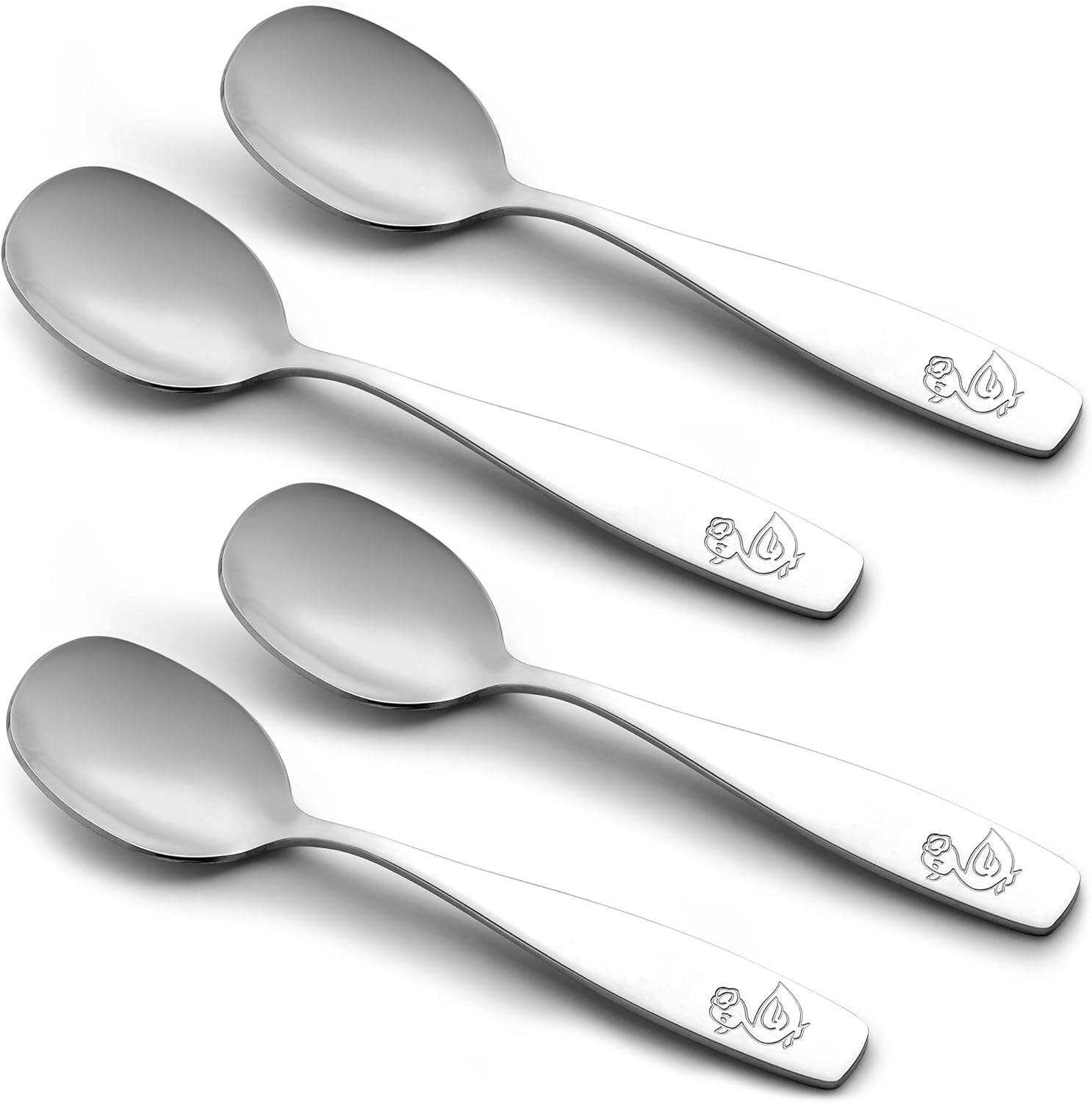 Alt View 3. Zulay Kitchen - Zulay Kitchen 4-Piece Toddler Utensils - Child and Toddler Silverware Set for Self Feeding - 4 Spoons - Silver.