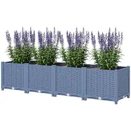 Outsunny - Raised Garden Bed, 5 x 1 x 1 ft Outdoor Flower Box with Drainage Holes for Vegetables - Blue