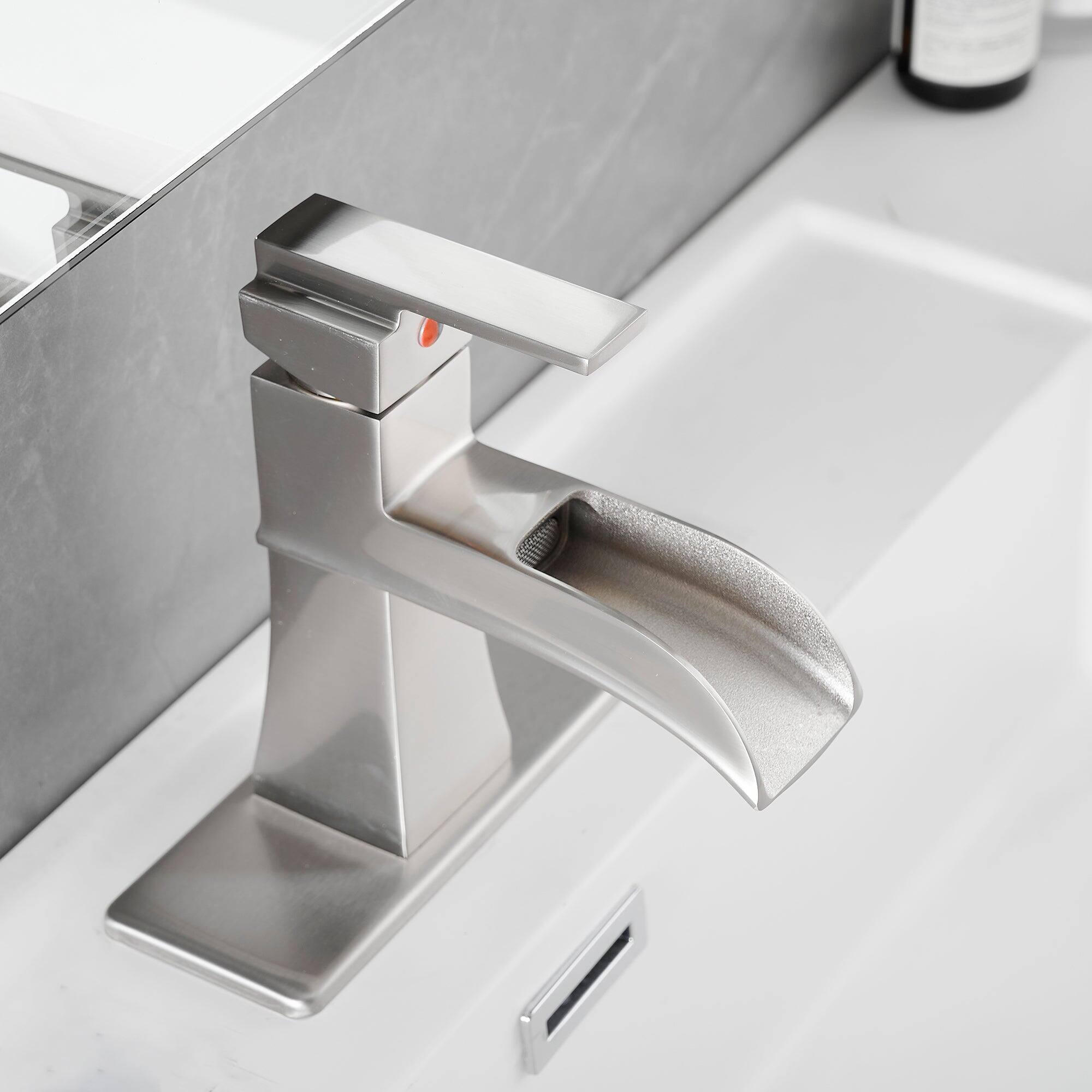 Alt View 10. Boyel Living - Single Handle Single Hole Bathroom Faucet Deck Plate Included Pop Up Drain and Water Supply Hoses in Brushed Nickel - Brushed Nickel.