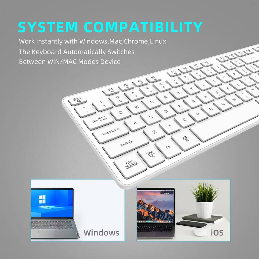 Windows Key Compatible COTTAGE Slim For And Windows Ultra Quiet Low profile Flat Key Board ...