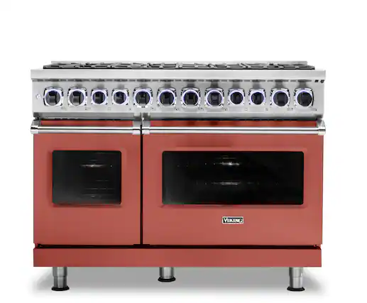 Front. Viking - 48"W./24"D. Dual Fuel Sealed Burner Range-8 Burners-LP - Spiced Cider.