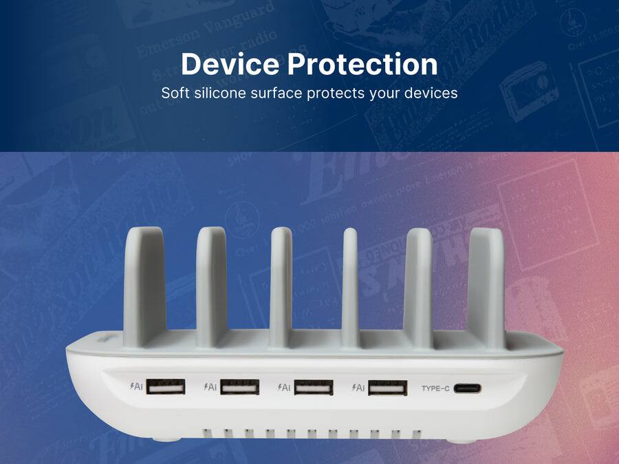 Device Protection  
Soft silicone surface protects your devices  

Vanguard  
Emerson  
Radio  
Over 8  
Device Protection  
CN  
Soft silicone surface protects your devices  
PN  
Out  
7  
On  
SHO  
En  
ROUO  
boittitor  
RK-CO  
IONED  
H  
SN  
Ai  
Ai  
Ai  
Ai  
TYPE-C