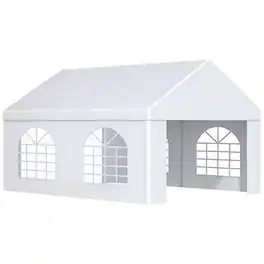 Outsunny - 13 x 16.5 ft Heavy Duty Party Tent Outdoor Gazebo Wedding Tent Event Shelter Carport BBQ - White
