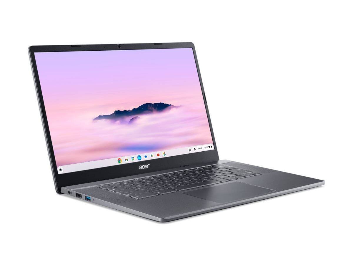 Angle. Acer - Chromebook Plus 515 15.6" Intel Core i3-1215U 2.1GHz 8GB RAM 256GB SSD - Gray.