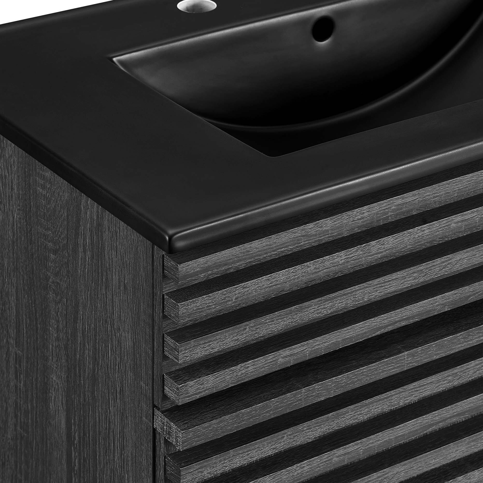 Alt View 5. Modway - Render Bathroom Vanity with Black Basin Included - Charcoal Black.