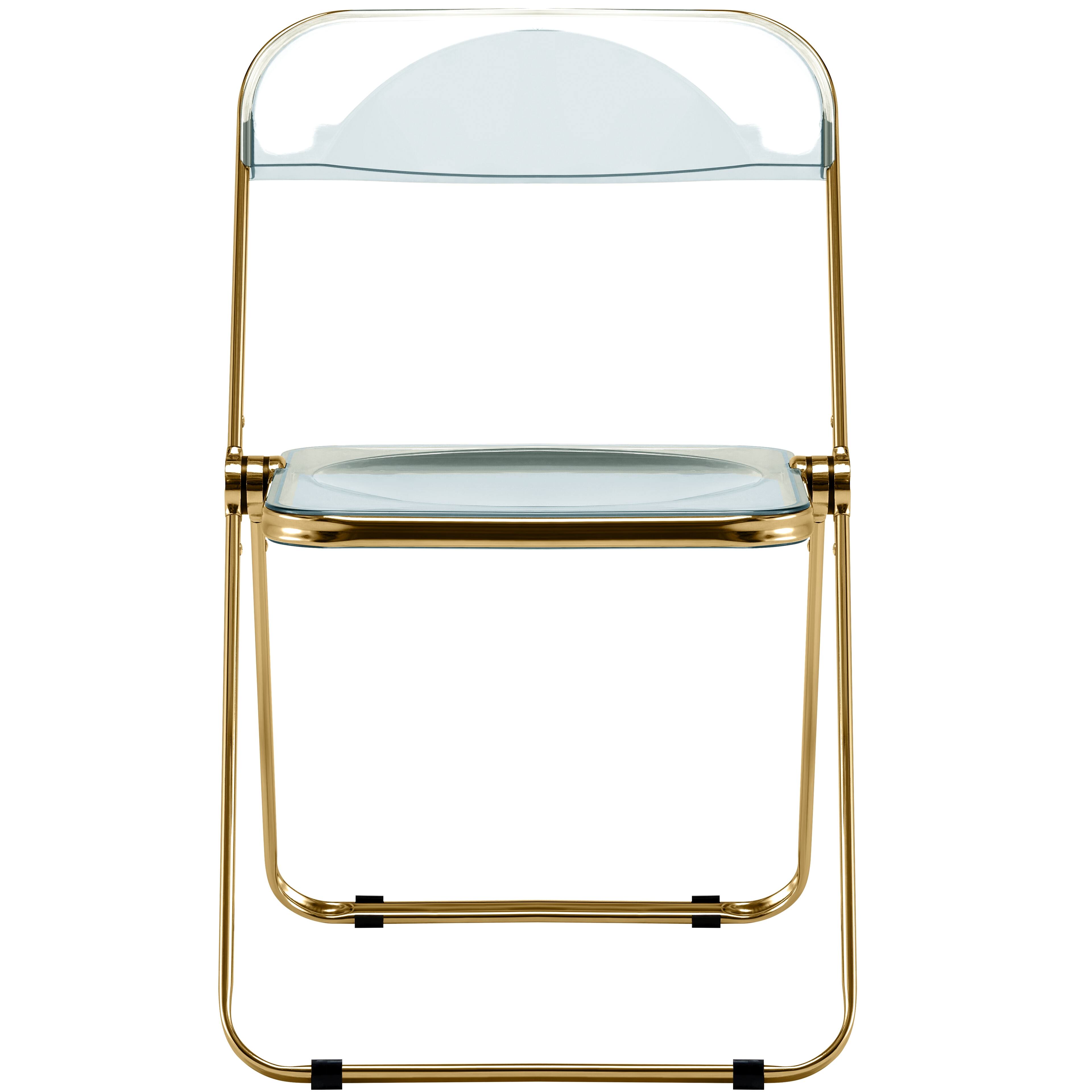 Alt View 1. LeisureMod - Lawrence 4-PCS Modern Acrylic Folding Chair with Gold Chrome Steel Frame - Space-Saving Portable Chair - Jade Green.