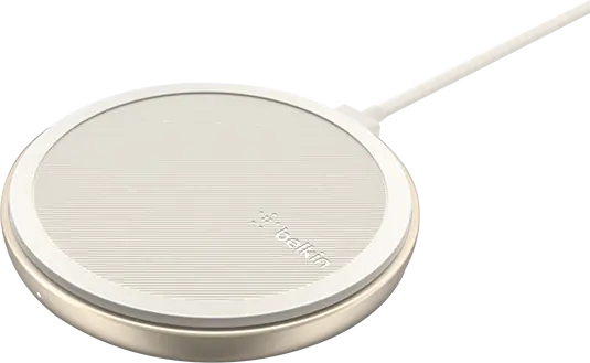 Front. Belkin - Belkin Signature Edition 10W Wireless Charge Pad Silver/Cream - Silver/Cream.