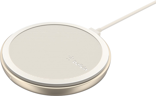 Front. Belkin - Belkin Signature Edition 10W Wireless Charge Pad Silver/Cream - Silver/Cream.