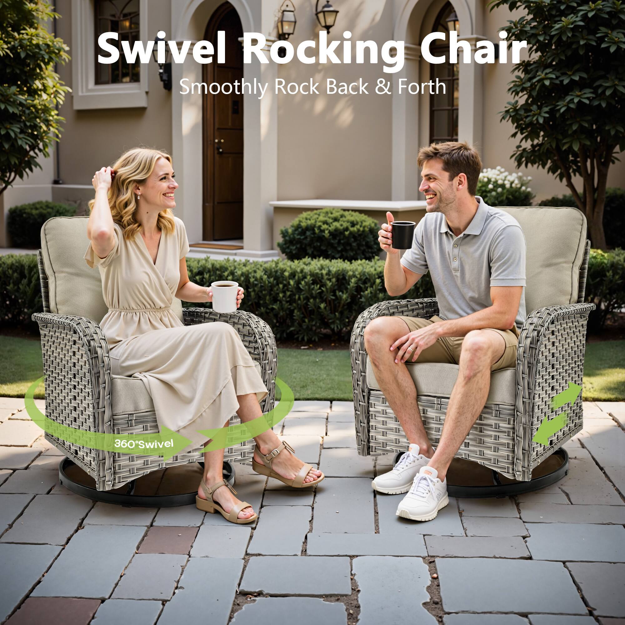 Swivel Rocking Chair  
Smoothly Rock Back & Forth  
360° Swivel