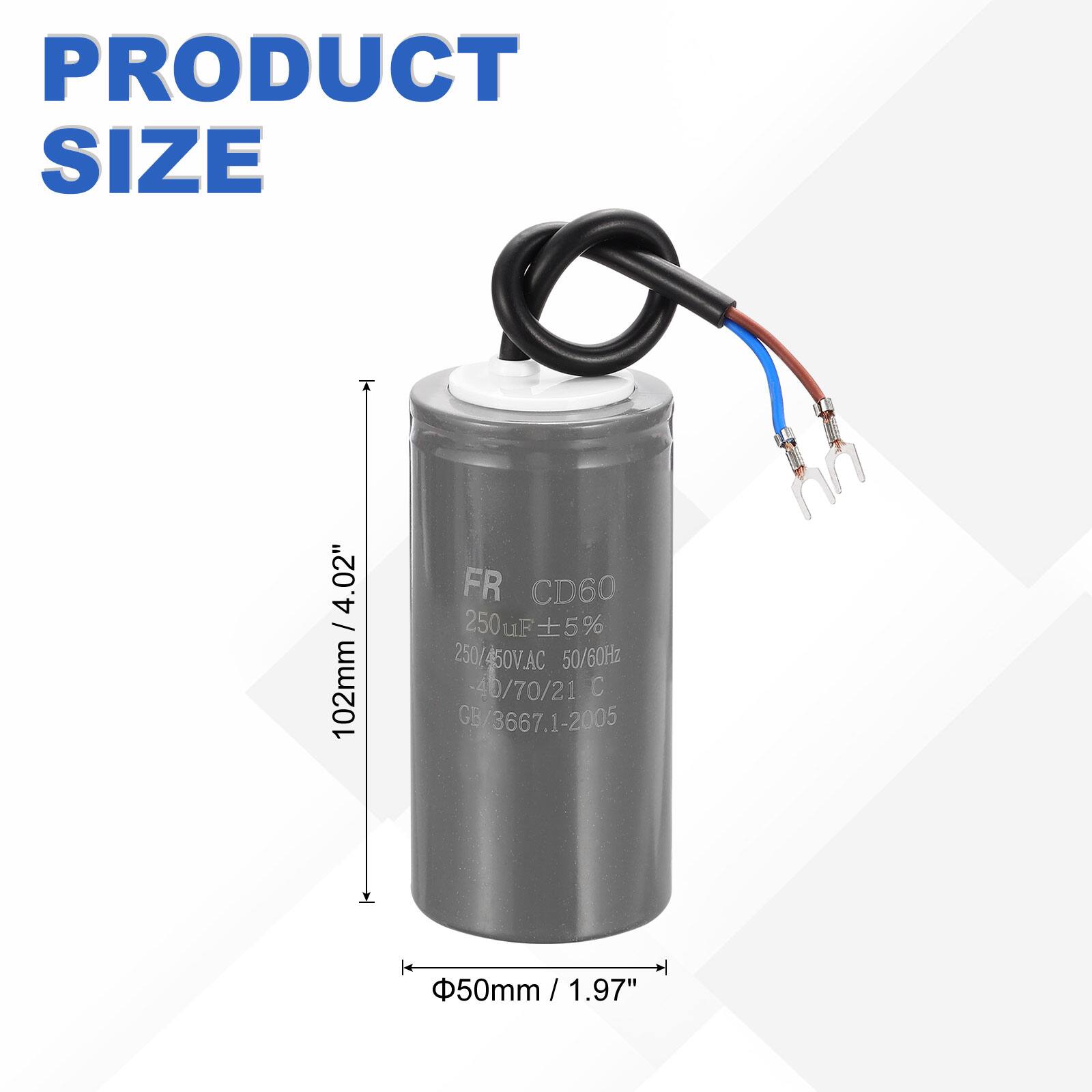 PRODUCT SIZE  
.02" 4 / 102mm / FR CD60 250uF+5% 250/450V.AC 50/60Hz -40/70/21 C GB GB/3667.1-2005  
50mm / 1.97"