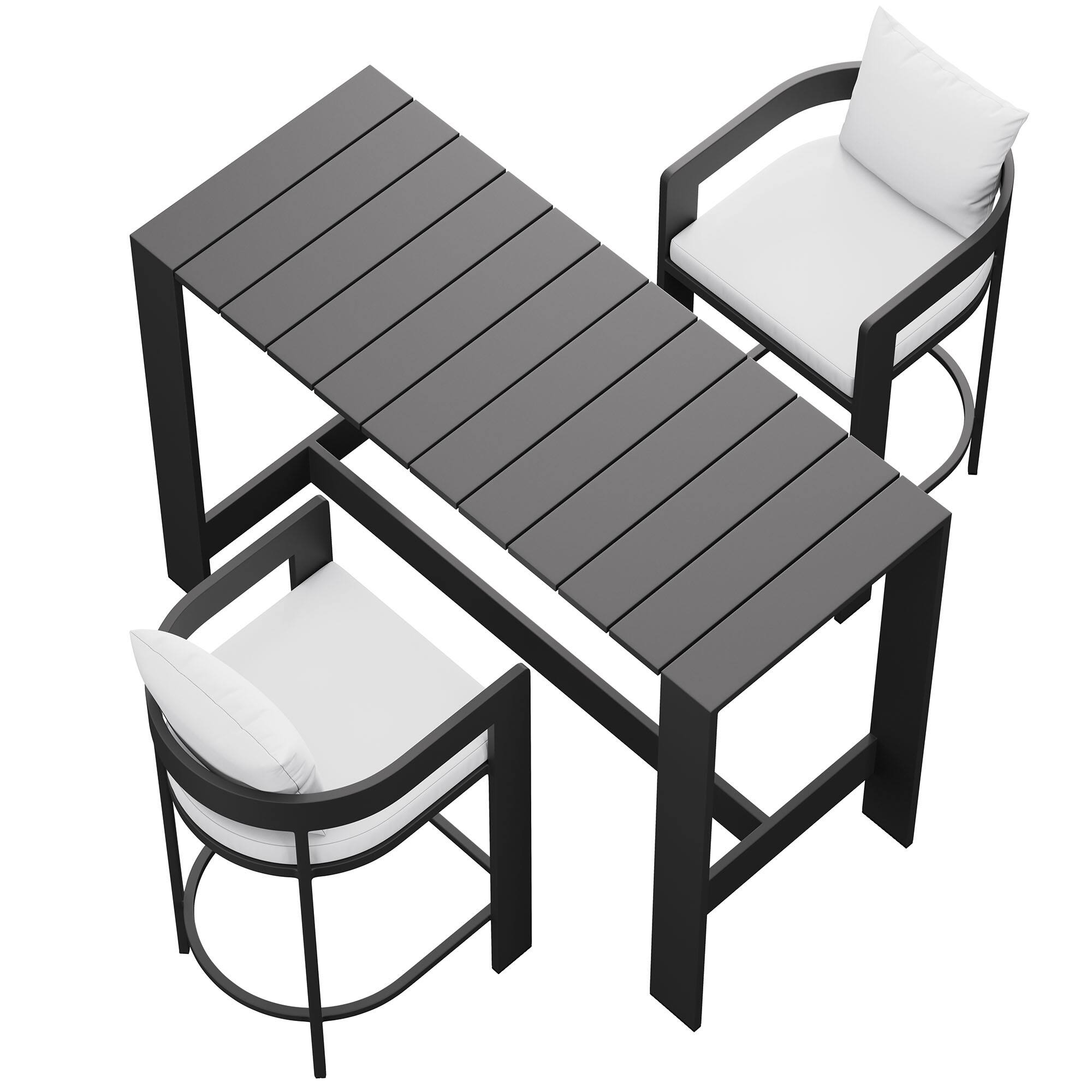 Alt View 1. Modway - Tahoe 3-Piece Outdoor Patio Aluminum Bar Set - White.