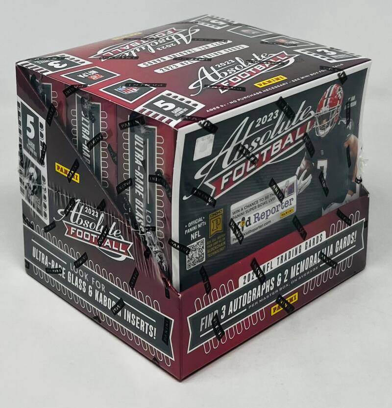 2023 Absolute Football  
Ultra-Rare  
5 Ultra-Rare Glass & Kabob Inserts!  
Find 3 Autographs & 2 Memorabilia Cards!  
Average 0.00000000 Glass On 6 For Ox.  
NFL Trading Cards!  
Panini Official NFTs  
NFL.com  
Ultra-Rare Glass & Kabob Inserts!  
Find 3 Autographs & 2 Memorabilia Cards!  
Average 0.00000000 Glass On 6 For Ox.  
NFL Trading Cards!  
Panini Official NFTs  
NFL.com