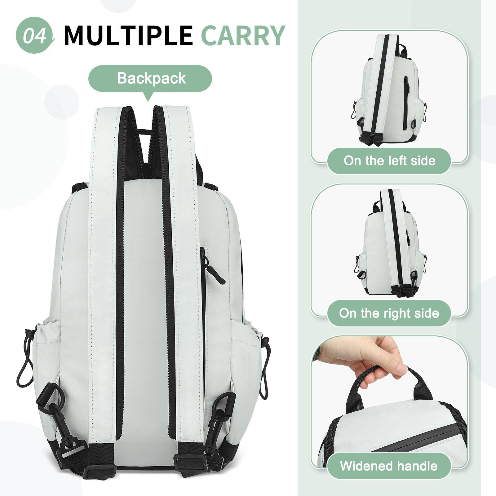 04 MULTIPLE CARRY

Backpack

On the left side

On the right side

Widened handle