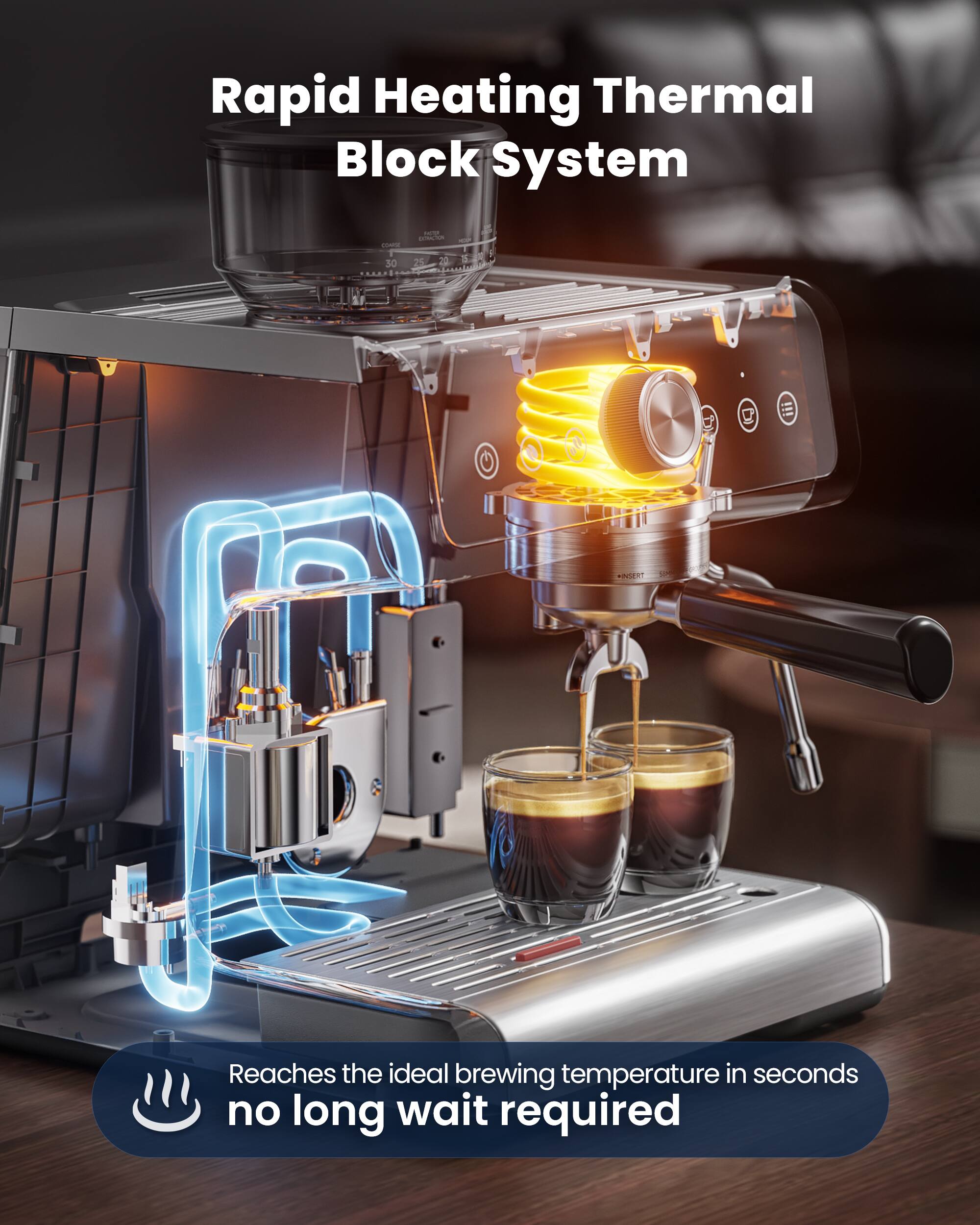Rapid Heating Thermal Block System

- 30 3 !!! NSRT

Reaches the ideal brewing temperature in seconds no long wait required