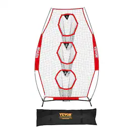 VEVOR - 8 x 4 inch Football Trainer Throwing Net, Training Throwing Target Practice Net with 5 Target Pockets, Knotless Net - Red