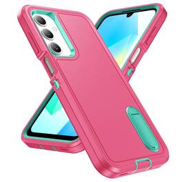 Dteck - Heavy Duty Case for Samsung Galaxy A16 5G with Foldable Kickstand,Dual-Layer Shockproof Hard PC Soft Silicone Cover - C