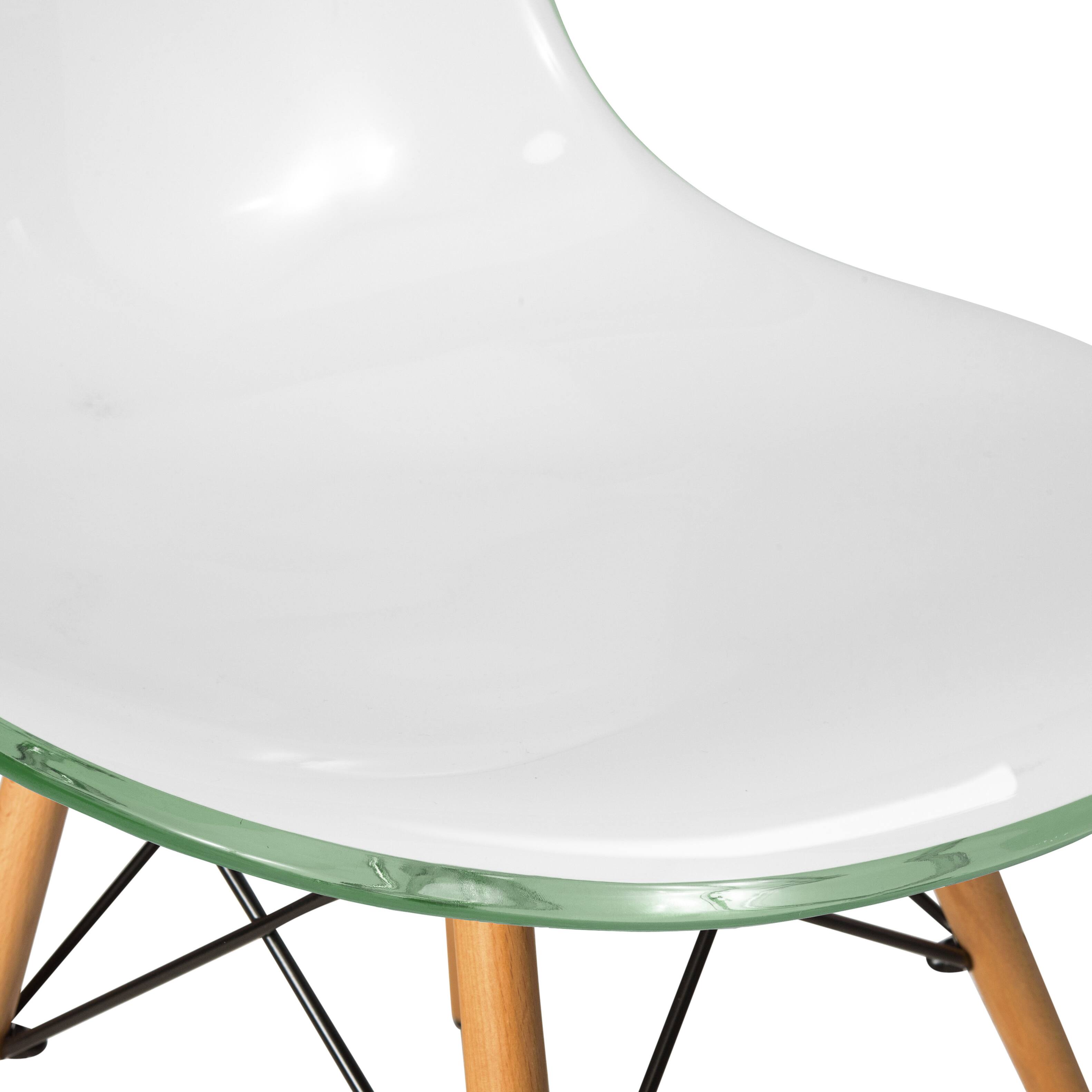 Alt View 1. LeisureMod - Dover 2-PCS Modern Dining Chair - Molded Plastic Accent Chair with Eiffel Base - White Green.