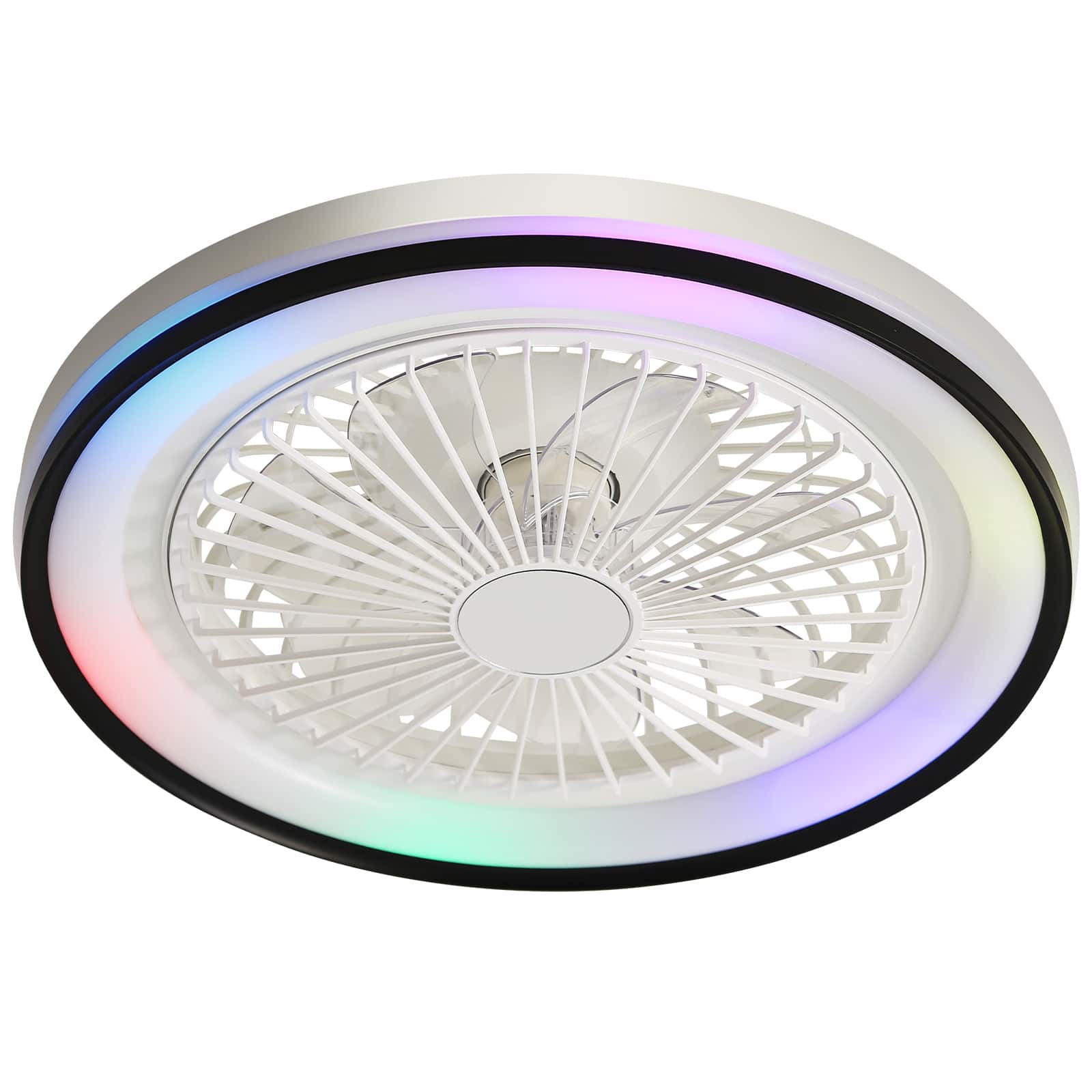 Loheer - 19 Inch RGB Enclosed Ceiling Fan with Light Flush Mount Bladeless Dimmable LED Low Profile Fan with Remote price history on PriceWatchPro
