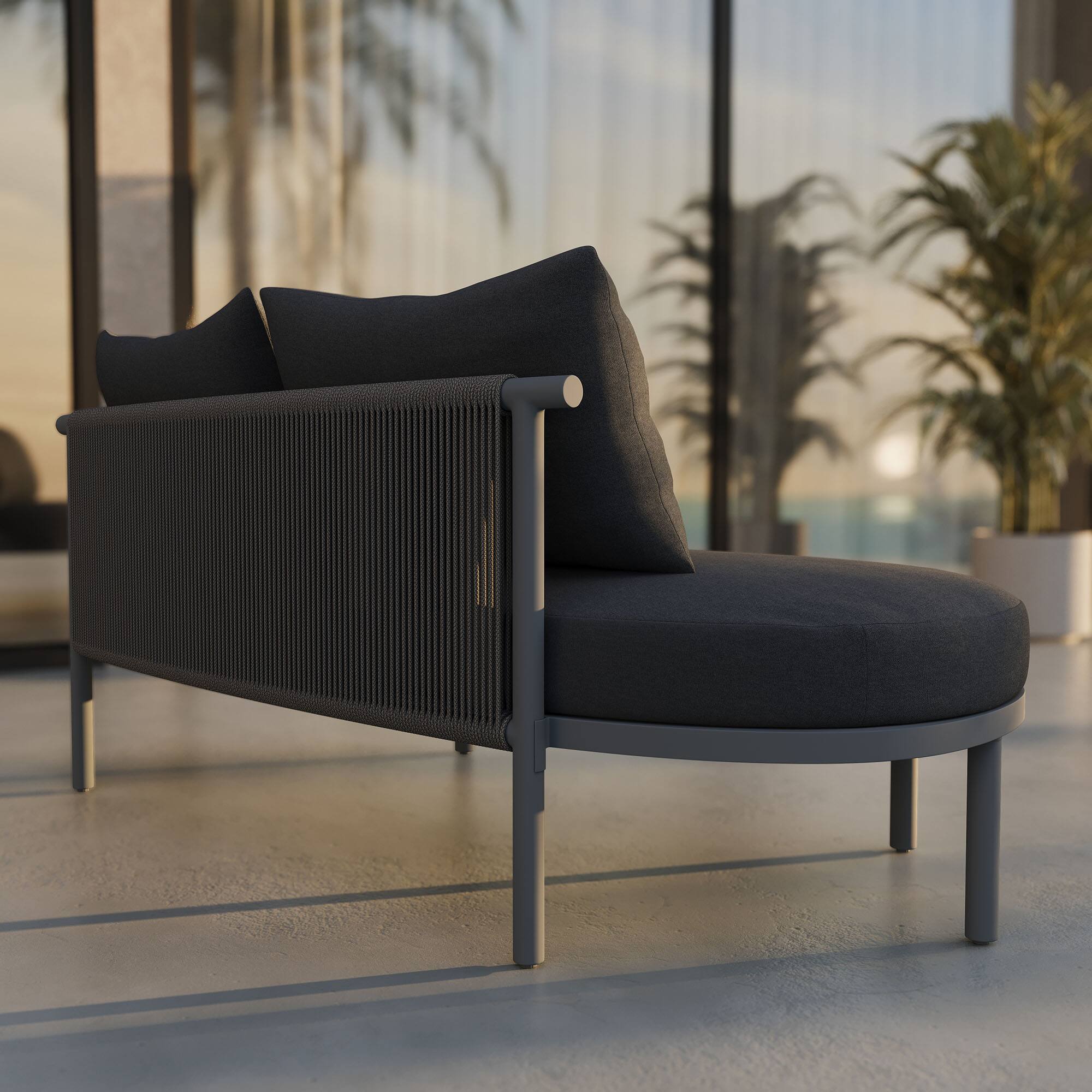 Alt View 1. Modway - Porta Left-Arm Facing Outdoor Aluminum Modular Piece by Modway - Charcoal Anthracite.