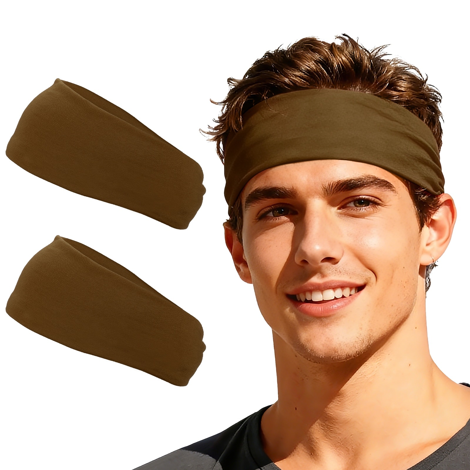 Unique Bargains - Sport Headbands for Men & Women, Stretchy Sweatband Absorbent Headbands, 2pcs - For Yoga/Sports/Running/Fitness/Cycling - Light Brown price history on PriceWatchPro